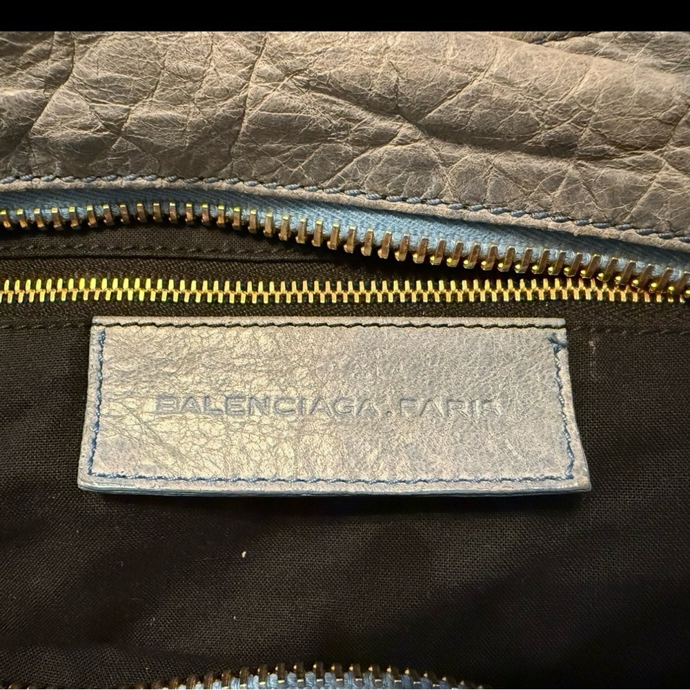 Balenciaga GGH Brief Bag Light Blue Handbag with Gold Accents - Picture 3 of 15
